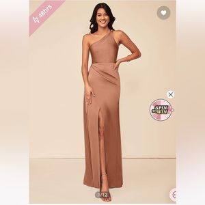 Azazie - Maron Stretch Satin Dress - Bronzer Satin